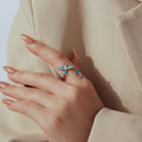 925 Sterling Silver White Enamel Pavé Set CZ Ring for Women