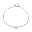 925 Sterling Silver Adjustable Bracelet with Translucent Opal and CZ for Women