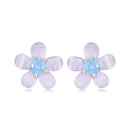 925 Sterling Silver Opal 8mm Earrings for Women