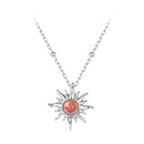 925 Sterling Silver Necklace with Natural Golden Sunstone, 40+5cm, Plated White Gold for Women