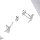 925 Sterling Silver Earrings with CZ in Pavé Setting - 0.4*0.5cm - Women