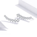 925 Sterling Silver Earrings with Pavé Setting CZ - 2.9*0.7cm