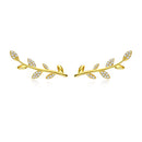 925 Sterling Silver Earrings with Gold Plating and CZ - 0.9x2.5cm for Women