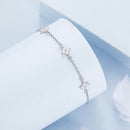 925 Sterling Silver White Gold Plated Adjustable CZ Bracelet for Women