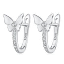 S925 Sterling Silver Small Platinum Plated Earrings with Pavé Setting CZ