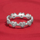 925 Sterling Silver Pave Setting CZ White Gold Plated Ring Size 6 for Women