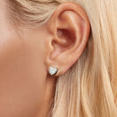 925 Sterling Silver White Shell Plated White Gold Earrings Size 7*8mm