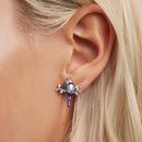 925 Sterling Silver Enamel Process Pavé Setting CZ Earrings