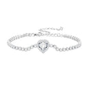925 Sterling Silver Bracelet with CZ Zircon, 15+6.5cm, Platinum Plated for Women