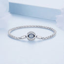 925 Sterling Silver Pavé Setting CZ 17.0 cm Oxidized Silver Bracelet for Women