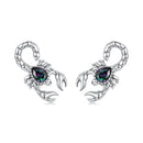 925 Sterling Silver Earrings with Pavé Setting CZ, Oxidized Silver, Size 0.8*1.5cm for Women