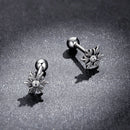 925 Sterling Silver Earrings with Pavé Setting and Oxidized Finish
