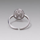 925 Sterling Silver Pavé Setting CZ White Gold Plated Ring with Transparent Glass for Women