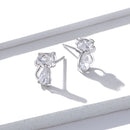 925 Sterling Silver Plated Platinum Earrings with Pavé Setting CZ for Women