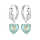 925 Sterling Silver Earrings with Transparent Glass, Plated White Gold, Size 23x8.5mm for Women