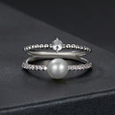 925 Sterling Silver & Moissanite Ring with Freshwater Pearl - Size 6 - Women's Jewelry