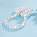 925 Sterling Silver Adjustable White Gold Plated Bracelet with Synthetic Pearl for Women