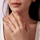 925 Sterling Silver White Gold Plated Ring with Nacre and CZ for Women