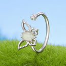 925 Sterling Silver & Natural Jade Pavé Setting Ring for Women
