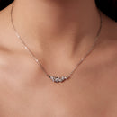 925 Sterling Silver White Gold Plated 40+5cm Necklace with CZ for Women