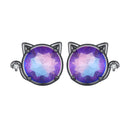925 Sterling Silver Earrings with Pavé CZ and Transparent Glass in Black Gold, 1.0*1.2cm, for Women