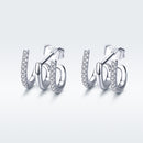 S925 Sterling Silver Platinum Plated Pavé Setting CZ Earrings