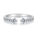 925 Sterling Silver White Gold Plated Size E Moissanite Pavé CZ Ring for Women