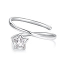 925 Sterling Silver White Gold Plated Pavé CZ Star Ring for Women