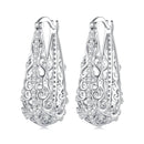 925 Sterling Silver Earrings with Pavé Set CZ, 2.5cm x 0.8cm, for Women