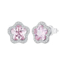 925 Sterling Silver Earrings with Pavé Setting CZ and Transparent Glass for Women