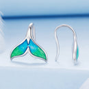 925 Sterling Silver White Gold Plated Enamel Earrings for Women