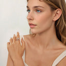 925 Sterling Silver Ring with Pavé Setting, White Gold Plated, with Translucent Opal for Women