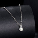 925 Sterling Silver Moissanite and Freshwater Pearl Necklace 40+5cm for Women