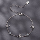 925 Sterling Silver White Gold Plated Bracelet with Moissanite, 15+6cm, for Women