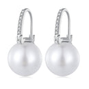 925 Sterling Silver Earrings with Quality Shell Pearl and CZ, 21*11mm, for Women