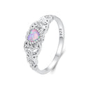 925 Sterling Silver Opal and CZ Stackable Ring in Size 6 for Women