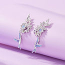 925 Sterling Silver Earrings with Nano Opal Stone and White Gold Plating
