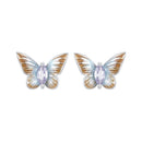 925 Sterling Silver Earrings with Enamel and Pavé Set CZ, 7x10mm, White Gold Plated for Women