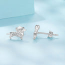 925 Sterling Silver Earrings with Pavé Setting and White Gold Plating for Women