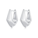 925 Sterling Silver White Gold Plated Earrings 14x6.5mm for Women
