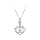 925 Sterling Silver Necklace with Pavé Set CZ and White Gold Plating