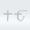 S925 Sterling Silver Earrings with Pavé Set CZ in Platinum Finish