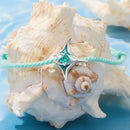 925 Sterling Silver Adjustable Bracelet with Enamel and Transparent Glass Pendant for Women