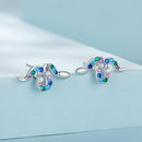 925 Sterling Silver Earrings with Pavé Setting CZ, 7x15mm, Plated Platinum for Women
