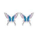 925 Sterling Silver White Gold Plated Enamel Earrings 9x10mm for Women