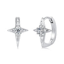 925 Sterling Silver White Gold Plated CZ Pavé 1.5 x 1.0 cm Hoop Earrings for Women
