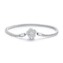 925 Sterling Silver Bracelet with Pavé Setting CZ, 17cm for Women