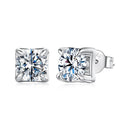 925 Sterling Silver & Moissanite Earrings - White Gold Plated, 0.5ct, Style S for Women