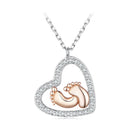925 Sterling Silver Necklace with CZ in Rose Gold and Platinum Finish, 400mm Chain Length for Women