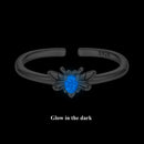 925 Sterling Silver Pendant with Luminous Stone - Oxidized Silver, For Rings